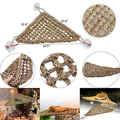 Hamiledyi 6PCS Bearded Dragon Tank Accessories Lizard Hammock Jungle Climber Vines Flexible Leaves Bendable Vine Artificial Branch Habitat Reptile Decor for Climbing, Suitable for Geckos, Lizards