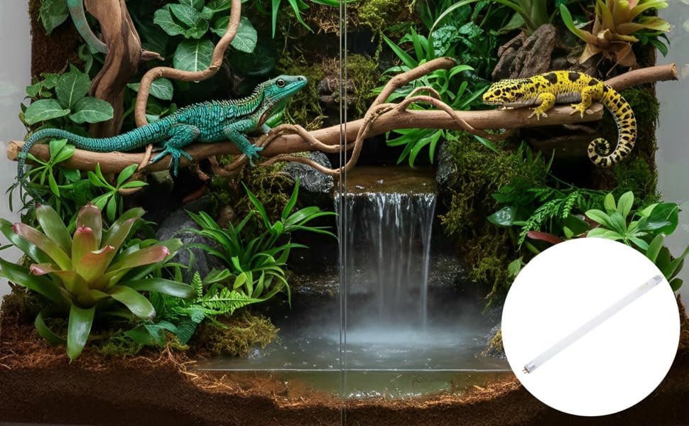 2 Pack T5 8W UVB 5.0 Reptile Light, 11.9 in 30.1 cm Fluorescent UVB Bulb, 5% UVB and 30% UVA Output, Reptile Lamp Tube for Bearded Dragon and Rainforest Species