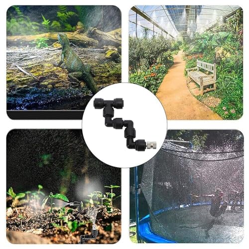 flexman Reptile Mister Nozzles, 360 Degrees All Direction Coverage Embedded Reptile Misting Nozzles for Mist Cooling System Greenhouse Courtyard for Outdoor Patio Poolside, Camping