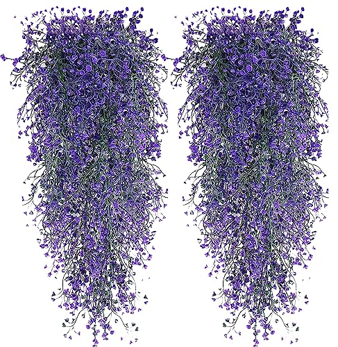 Toprooms Hanging Fake Plants,4 Pcs Faux Eucalyptus Leaf Greenery Vine Plant Faux Plants Fake Ivy Room Decor Home Garden Wedding Party Indoor Outdoor Decorations (4 Pcs Purple) - color: 4 Pcs Purple