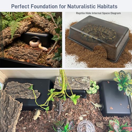 12in Durable Large Reptile Hide, Ball Python Hide, Leopard Gecko Hide, Bearded Dragon Hide, Easy to Clean Reptile Hides Cave for Tank, Snake Hide Large Enclosure (12" x 8.3" x 2.8" X-Large) - size: X-Large