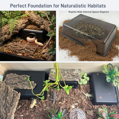 12in Durable Large Reptile Hide, Ball Python Hide, Leopard Gecko Hide, Bearded Dragon Hide, Easy to Clean Reptile Hides Cave for Tank, Snake Hide Large Enclosure (12" x 8.3" x 2.8" X-Large) - size: X-Large