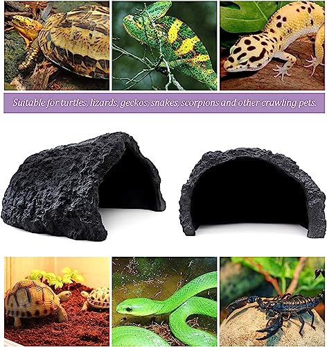 Reptile Rock Hide Cave Large Reptile Habitat Turtle Hideouts Cave for Lizards Bearded Dragon Leopard Gecko Snake Amphibians Fish