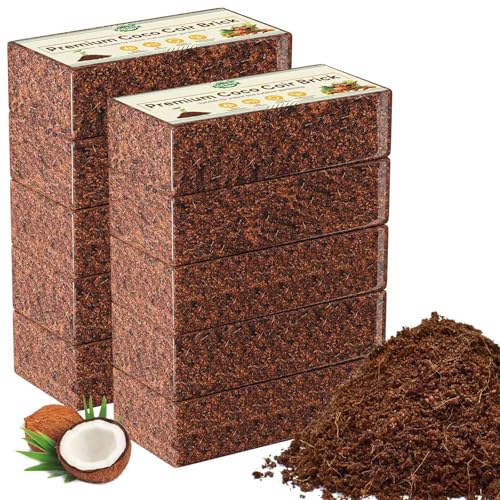 Halatool 10-Pack Coco Coir Bricks, Organic Coconut Coir Soil for Plants, Gradening, Seed Starter, Potting Mix, Reptile Substrate, 72 Quart Expanding Soil - color: 10 Pack