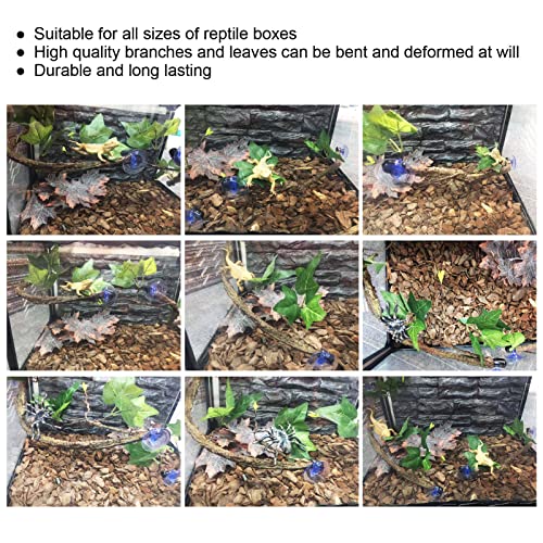 BEIJIALY Reptile Corner Branch Terrarium Plant Decoration with Suction Cups Resin Plant for Amphibian Lizard Snake Climbing, Reptile Terrarium Climb Corner Tree Branch