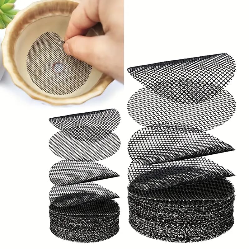 50 Pcs Round Mesh Plant Drainage Screens - Anti - Loss Protection for Effective Gardening and Lawn Care - color: 02 Black