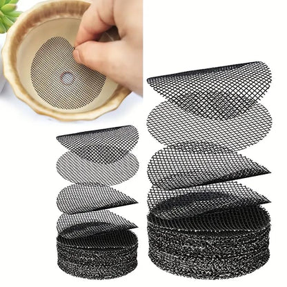 50 Pcs Round Mesh Plant Drainage Screens - Anti - Loss Protection for Effective Gardening and Lawn Care - color: 02 Black