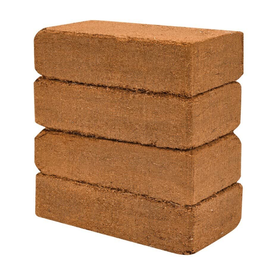 Kempf Compressed Coco Coir Bricks, Growing Medium, 4 Bricks, Organic, Garden Potting Mix, Peat Moss Alternative, Natural Certified Product. Total Package Yield 9 gallons