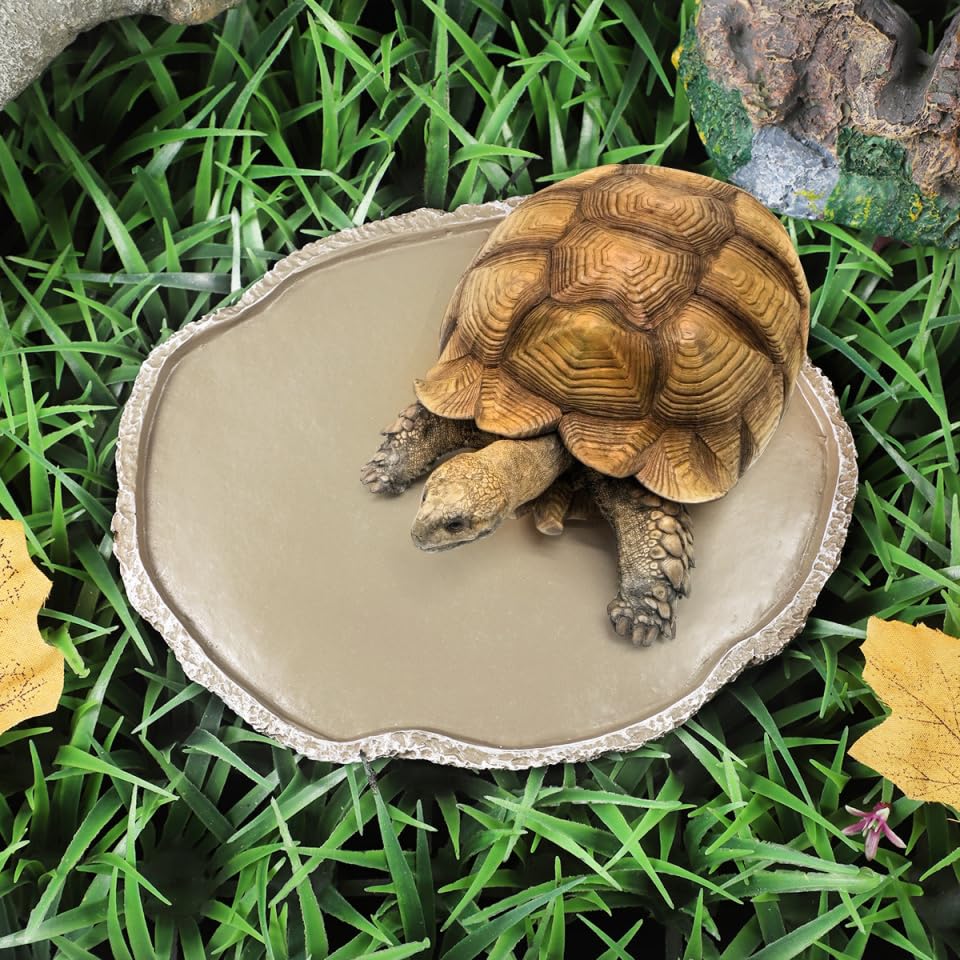 UEETEK Resin Reptile Water Dish 7x5.5x0.3in – Anti-Tip Flat Bowl for Mess-Free Hydration & Feeding, Terrarium Corner Fit for Snakes, Turtles, Lizards